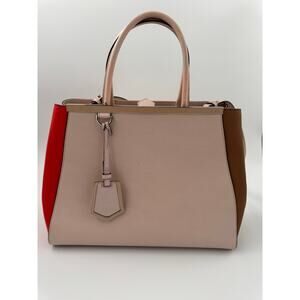 Fendi 2Jours Medium Tricolor Leather Tote – Nude, Tan & Red